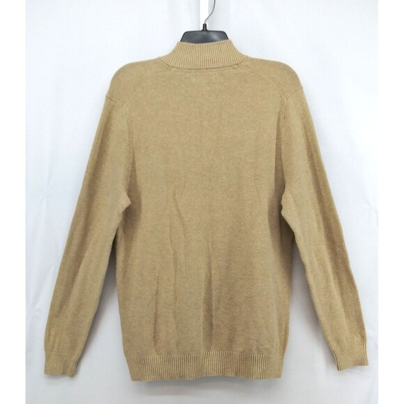 Club Room Sweater Mens Size M Tan 1/4 Zip Long Sleeve Pullover - Picture 2 of 6